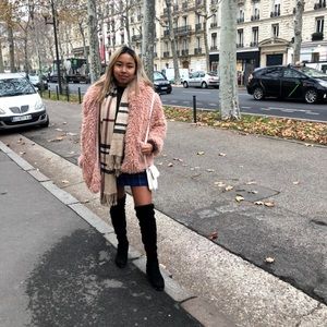 PINK FAUX FUR COAT